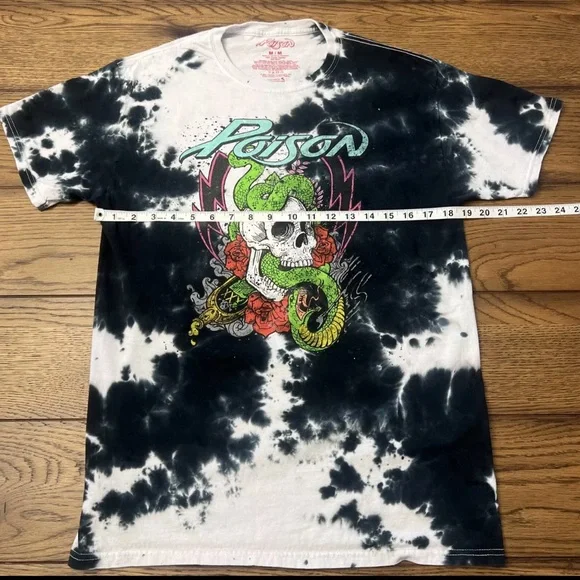 Poison Band Tye Die Skull Snake Short Sleeve Graphic Tee T-Shirt Men’s Medium - Picture 2 of 9